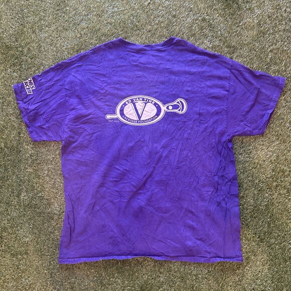 Hamburg Lacrosse Bulldog EST 1976 Coachs Vs Cancer Purple Shirt Mens Large - Picture 9 of 10